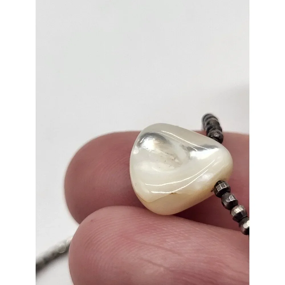 VTG Designer Colleen Lopez Sterling Silver Pearl Beaded Necklace Dainty - Picture 8 of 10